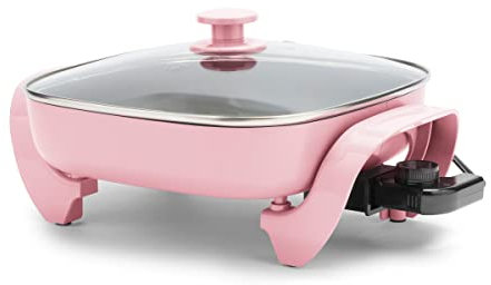 GreenLife CC007283-001 PFAS-Free Ceramic Nonstick Electric Skillet, Glass, Pink