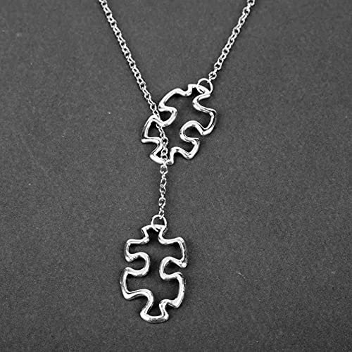 Pendant Necklace Fashion Jewelry Jigsaw Double Puzzle Piece Pendant Adjustable Cross Necklace Gifts Jewelry party gifts