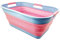 SAMMART 21L zusammenklappbarer Kunststoff-Aufbewahrungskorb – faltbarer Pop-Up-Aufbewahrungsbehälter/Organizer – tragbare Waschwanne – platzsparender Wäschekorb/Korb (Cooles Blau/Rosa Jersey)