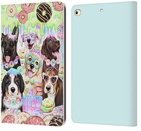 Head Case Designs Officially Licensed Sheena Pike Puppy Dogs And Donuts Animals Leather Wallet Case Compatible With Apple iPad 9.7 2017 / iPad 9.7 2018
