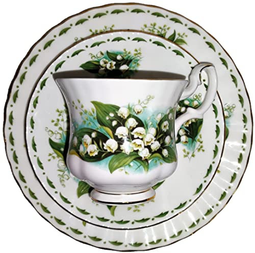 AngiesStrickZauber Venduto: Royal Albert/Original/Flower of the month/MAI - Piccolo/1 tazza - 1 piattino - 1 piatto da torta/originale/Bone Cina/Inghilterra
