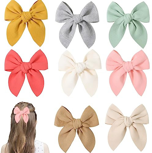 8 Pezzi Fiocchi Grandi Fermagli per Capelli, Fermaglio per Capelli a Fiocco, Fermaglio per Capelli Francese con Fiocco, Mollette per Capelli Donna In Raso, Molla per Capelli Fiocco, per Donna Ragazze