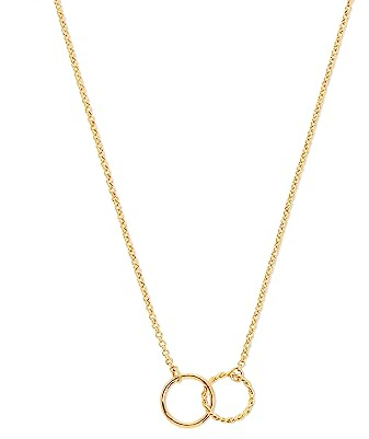 SINGULARU - Circles Twist Halskette. Messing mit 18 Kt Vergoldeter oder Rhodinierter Beschichtung. Schmuck für Damen.