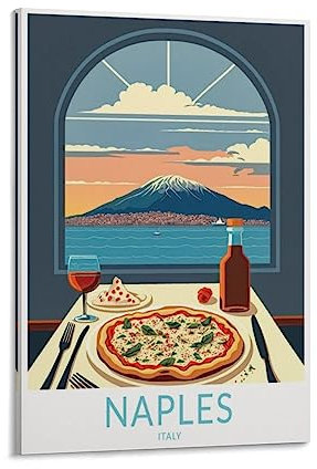 Neapel Italien Vintage Reiseposter Berg 50 x 75 cm Wandkunst Bild Druck Leinwand Kunst Poster Modern Familie Schlafzimmer Dekor Poster