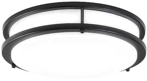 DLLT 30W Modern LED Flush Mount Ceiling Light with Remote, 13 Inch Dimmable Black Round Ceiling Lighting Fixture for Bedroom, Kitchen, Hallway, Night Light Mode, 3000K-6000K 3 Color Changeable