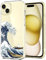 Unov Case Compatible with iPhone 15 Case Clear with Pattern Slim Protective Soft TPU Bumper Embossed Design 6.1 Inch (Great Wave)