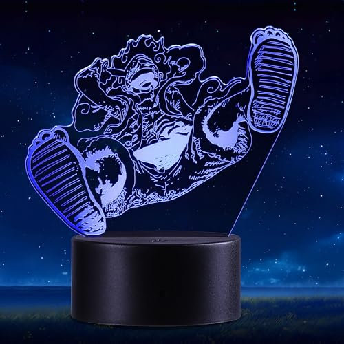 QQAAMZ One Piece Luffy Lampe 3d Illusion Zoro Luffy Nachtlicht Kinder Touch Mit Fernbedienung Nachttischlampe, Roronoa Zoro Anime Merch Led Weihnachtsgeschenke