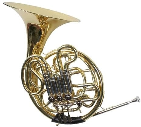 Hochwertiges French Horn, Doppelhorn, Waldhorn, F/Bb, Neusilber Garnitur, Koffer