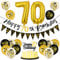 70 Geburtstag Deko Mann Frau, Luftballon 70 Geburtstag Schwarz Gold, 70 Happy Birthday Banner Wimpelkette, Folienballon Zahl 70, Cake Topper Schwarz Gold für 70 Geburtstag Party Dekoration