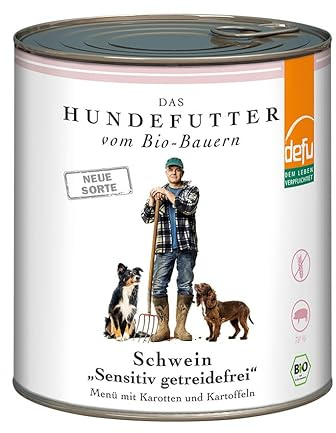 defu Hundefutter | 1 x 820 g | Bio Schwein Sensitiv getreidefrei | Premium Bio Nassfutter Menü | Alleinfuttermittel für Hunde
