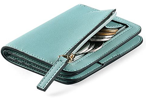 GAEKEAO Kleine Geldbörse für Damen, schmal, RFID-blockierend, Mini-dünne Reisebrieftasche, kompakte Falttasche mit Ausweisfenster, 01blue, Classic