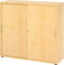 bümö Schiebetürenschrank 3OH - Aktenschrank abschließbar, Sideboard Schrank mit Schiebetüren in Ahorn, Bügelgriff - Büroschrank aus Holz mit Schiebetür, Büro Kommode für Ordner & Co.