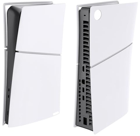 Housse pour PS5 Slim, Coque en Silicone, façade de Remplacement, Housse de Protection (pour Version numérique Blanche)