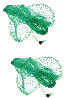 Sosoport 2pcs Folding Fishing Net Nylon Fish Net Bag Crabs Pier Repair Twine Youth Fishing Gear