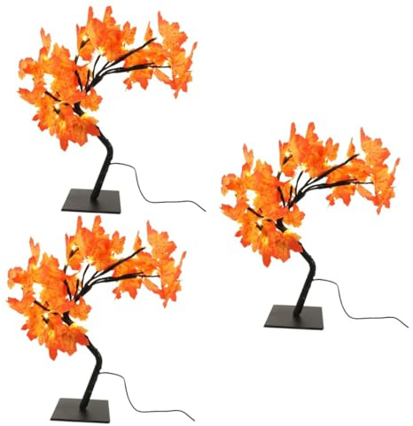 PRETYZOOM 3 Pièces lumière menée d'arbre d'érable arbre d'automne éclairé de bureau LED leds pour lumière lampe de bureau Décor de table petit sapin illuminé LED