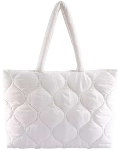 Makukke Puffer Tote Bag Aesthetic Gesteppte Tasche Damen Umhängetasche Groß Shopper Stepptasche Tasche Schultertaschen für Arbeit Büro Reisen Einkaufen Schule