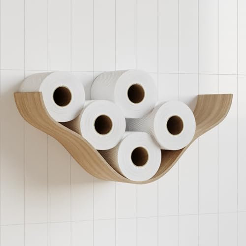 EWART WOODS Toilettenpapierhalter, Holzregal, Wolken-Toilettenrollenaufbewahrung, Wandhalterung, schwimmende Rollen, einzigartige Halterungen für Badezimmer, TP-Organizer (Eiche)