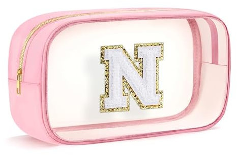 Geschenke für Mädchen Teenager - Personalisierte Transparente Kulturtasche Geburtstagsgeschenke für Teenager Kinder Damen Familie Reisetasche wasserdichte Kosmetiktasche mit Reissverschluss Rosa N