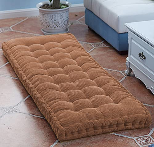 Dickes Bankkissen, für den Innen- und Außenbereich, rechteckiges Sitzpolster für Gartenbank oder langes Sofa, braunes Bodenkissen für Essbank oder Bett, 110 x 35 cm