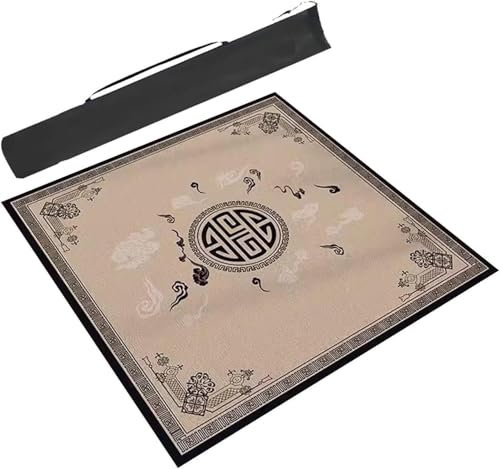 Mahjong Mat,Mahjong Table Mat,Game Table Mat,Mahjong Mat Game Table,Square Mahjong Table Mat with Rubber Backing,Anti Slip Noise Reducing Thick Game Table Cover for Cards Poker Dominoes,(Brown,37.4x37