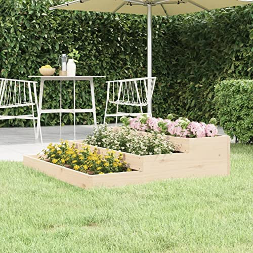 LAPOOH Pflanzkübel, Blumentopf, Blumenkasten, übertopf, Blumenkübel, Pflanzkasten, Flowerpot, Kräuterbeet, Pflanzbehälter, 107x107x27 cm Massivholz Kiefer