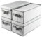 JF HOME BLISS CD Storage Boxes - Set of 2 CD Case Storage Foldable Boxes with Lids 14x6.7x5.5 Small Basket Holds 30 CDs in Full Jewel Cases 60 CDs in Slim Cases 165 Discs in CD Sleeves Gery