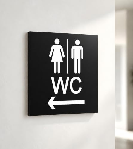 Türschild WC Links Damen Herren Schwarz Matt 12x12 cm SM 2101