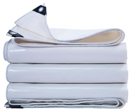 CRETUAO Personalizar Lona Piscina Impermeable Exterior, 0,3mm Espesor Blanca Lona para Toldo Piscina Rectangular con 15mm Diámetro Ojales y Bordes Reforzados, 500g/m² Multiusos Toldo Cubre Piscina