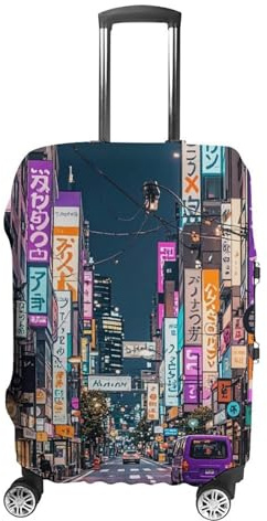 FHESDCW Purple Tokyo Streets Gepäckhüllen für Koffer, waschbares Reisezubehör, Anti-Kratz- und Staubschutz, Kofferabdeckung, passend für 48,3-81,3 cm Gepäck, Stil:, M, Klassisch