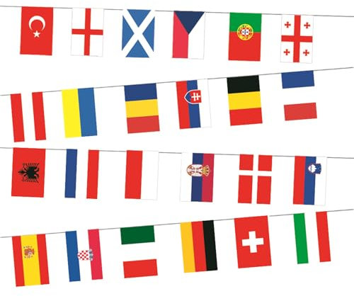 2024 Europäische Fußballflaggen 24 Länder Wimpelkette Flaggen Outdoor Flaggen String Dekoration für Sportveranstaltungen