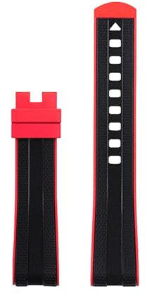 VEVEL Für Omega Seamaster 300 Universe 007 Curved End Fluorkautschuk Silikon Armband 20mm Uhr Soft Strap Herren Ersatz(Black Red)
