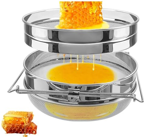Passoire à miel en acier inoxydable, double tamis en maille, outils d'extraction d'apiculture avec poignées réglables, équipement d'apiculture, récolte et extrait de miel, idéal pour les apiculteurs