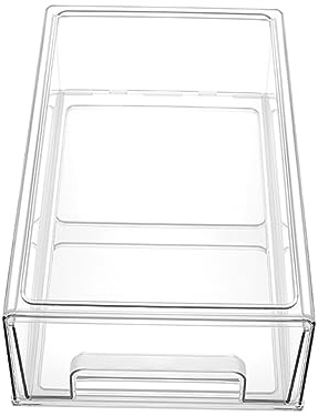 FONDOTIN Telescopic Fridge Drawer Storage Box Large Transparent Organizer for Fruits Vegetables Easy Pull Out Design Durable Odor Refrigerator Bin for Kitchen Organization