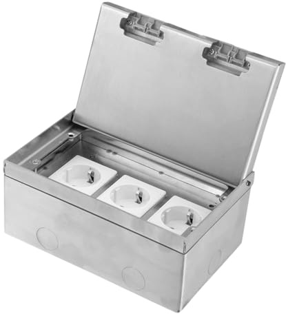 Set di prese da incasso a pavimento, in acciaio inox, 16 A, CA 250 V, 4000 W, presa nascosta, presa impermeabile, prese a terra (3 prese)