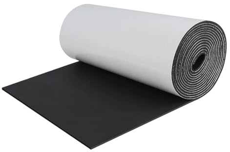 Isolante Termico Pannelli Adesivo, Pannello di Schiuma di Neoprene Autoadesivo per Isolamento Acustico e Termico, Ignifugo e Impermeabile, 300mm x 3mm x 1.5m Nero