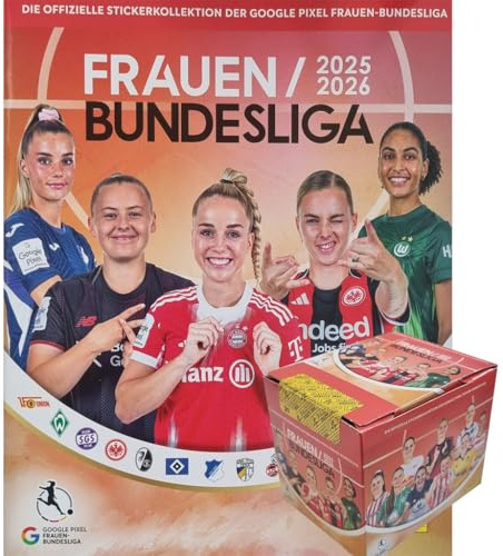 Frauen Bundesliga 2025/26 Sticker | Starter-Set mit Album + Display (36 Tüten) – Offizielle Kollektion – Frauenfußball Sticker zum Sammeln & Tauschen