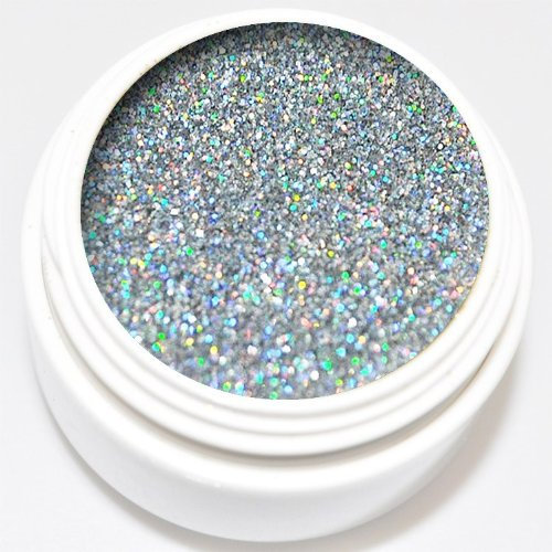 KM-Nails Holographic Glitter Gel 5ml | Tolle Farbeffekte durch holographisches Glitzer-Gel | Hologramm Superglanz UV-Gel | Extrem silber Diamant Maniküre | Holo Nageldesign Nagelmodellage