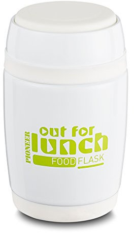 Pioneer Thermo-Speisegefäß 0,58 L mit Löffel, Edelstahl Doppelwandig Vakuum-Isolierbehälter 8 Stunden Heiß 24 Stunden Kühl BPA-Frei - Weiß