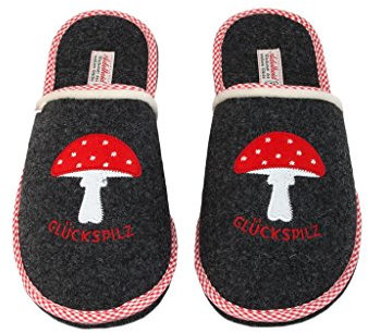 Adelheid Glückspilz Filzpantoffeln, Farbe:Rabenschwarz, Größe:38/39