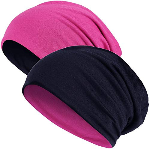 Hatstar® 2in1 Reversible Unisex Beanie | Damen und Herren Mütze | Übergangsmütze für Frühling und Sommer | SoftTouch Poly - Baumwolle | leicht & weich (2 in 1 schwarz/oink)