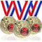 Juvale 6 Goldfarbene Siegermedaillen am Band mit rotem #1 Place-Emblem, Metall mit Zinklegierung