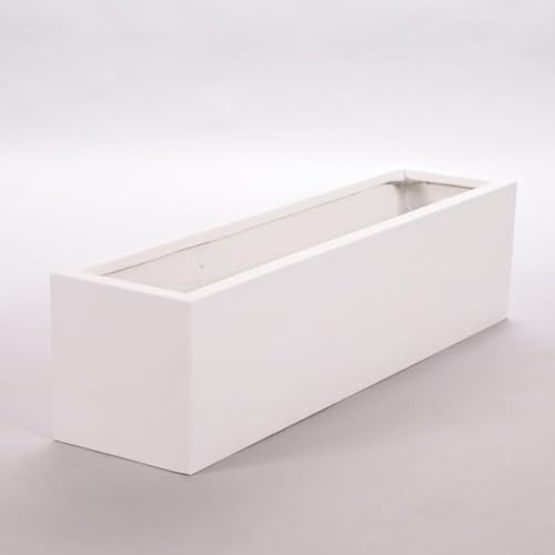 Elegant Einrichten Pflanztrog Blumentrog Fiberglas 100x25x25cm perlmuttweiß