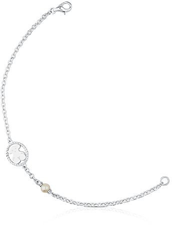 TOUS Armband aus Sterlingsilber für Damen mit Perlen- und Bärenmotiv, 17,5 cm lang, zeitlos und klassisch, Camee Kollektion