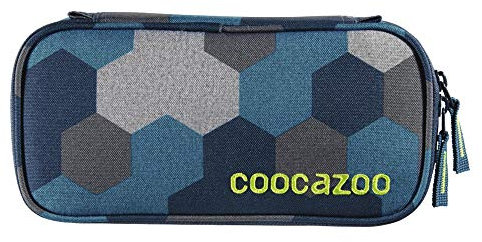 Coocazoo Federmäppchen PencilDenzel „Blue Geometric Melange“ blau, Schlamperetui, Geodreieckfach, Stundenplanfach, herausnehmbarer Stiftehalter, zusätzliches Reißverschlussfach