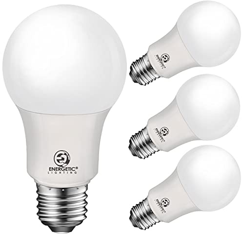Energetic 60W Equivalent, A19 LED Light Bulb, 5000K Daylight, E26 Medium Base, Non-Dimmable LED Light Bulb, 8W 760lm, ETL Listed 4 Pack