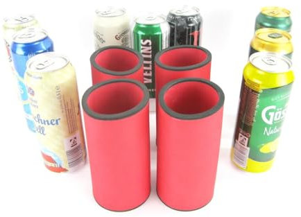 asiahouse24 4er Set Getränkekühler 0,5l Dose - Bierkühler - Neoprenkühler - passgenau ~Dosenkühler~ für alle genormten 0,5l Bierdosen aus hochwertigen 5-6mm starken Neopren