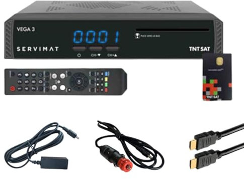 Servimat Pack Récepteur Satellite Full HD + Carte TNTSAT V6 + Câble HDMI + Câble 12V + Déport IR