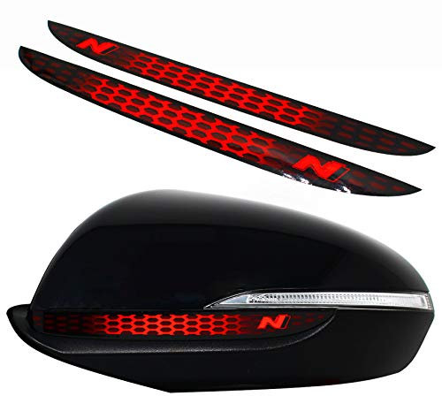 Spiegelstreifen Spiegel Aufkleber Folie Streifen Dekor Außenspiegel Rückspiegel Autoaufkleber Digitaldruck Waben (Neon Rot (DS013))