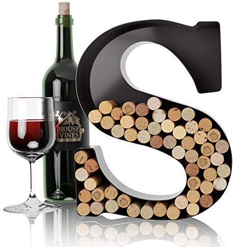 HouseVines S Weinbrief-Korkenhalter, Wanddekoration, Metall-Buchstabe, Weinkorken-Halter, Monogramm, einzelne Wein-Buchstaben-Korkenhalter, A bis Z, Geschenke für Weinliebhaber