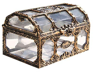 Foxlove Mini-Schmuckbox Schmuckschatulle Aus Metall Und Glas Schmuckbox Terrarium Retro Deco Schmuck Metall Gold Messing Farbe Piraten Schmuck Aufbewahrungsbox Veranstalter